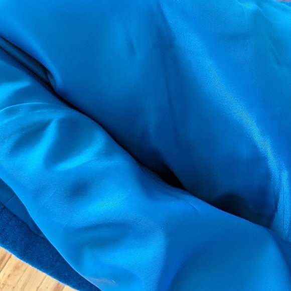 TALBOTS Wool Classic Bright Blue Felted Shetland Blazer Jacket - Picture 15 of 16